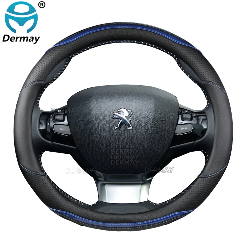 for Peugeot 308 2014~2020 II T9 308 SW 308 CC Car Steering Wheel Cover Carbon Fibre + PU Leather Auto Accessories interior