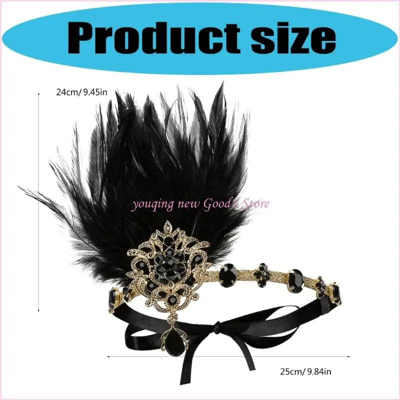 57QA 1920s Headpiece Flapper Headband,คริสตัล Hair Band Roaring 20s Gatsby Headpiece อุปกรณ์เสริมผมสำหรับของขวัญสตรี