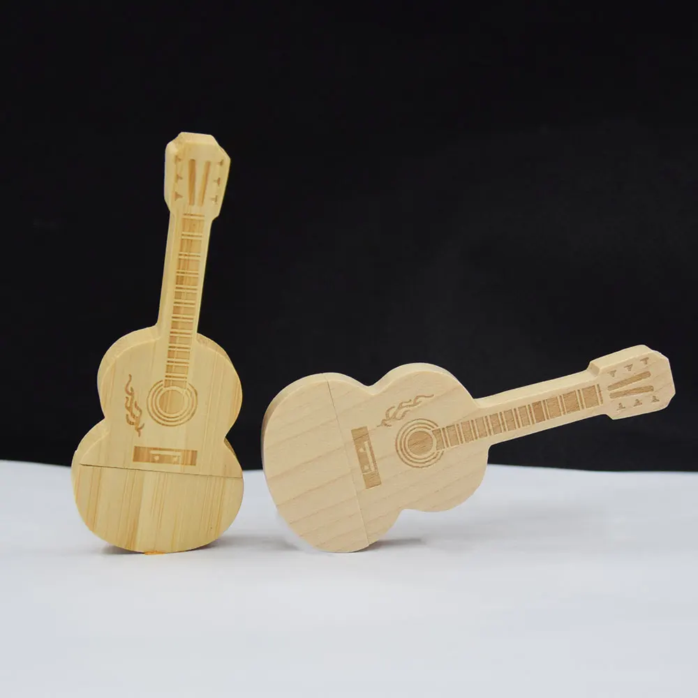 50 قطعة/الوحدة مخصصة خشبية الغيتار القلم محرك فلاش USB ذاكرة عصا بندريف 4 جيجابايت 16 جيجابايت 32 جيجابايت 64 جيجابايت 128 جيجابايت Cle usb شعار مجاني