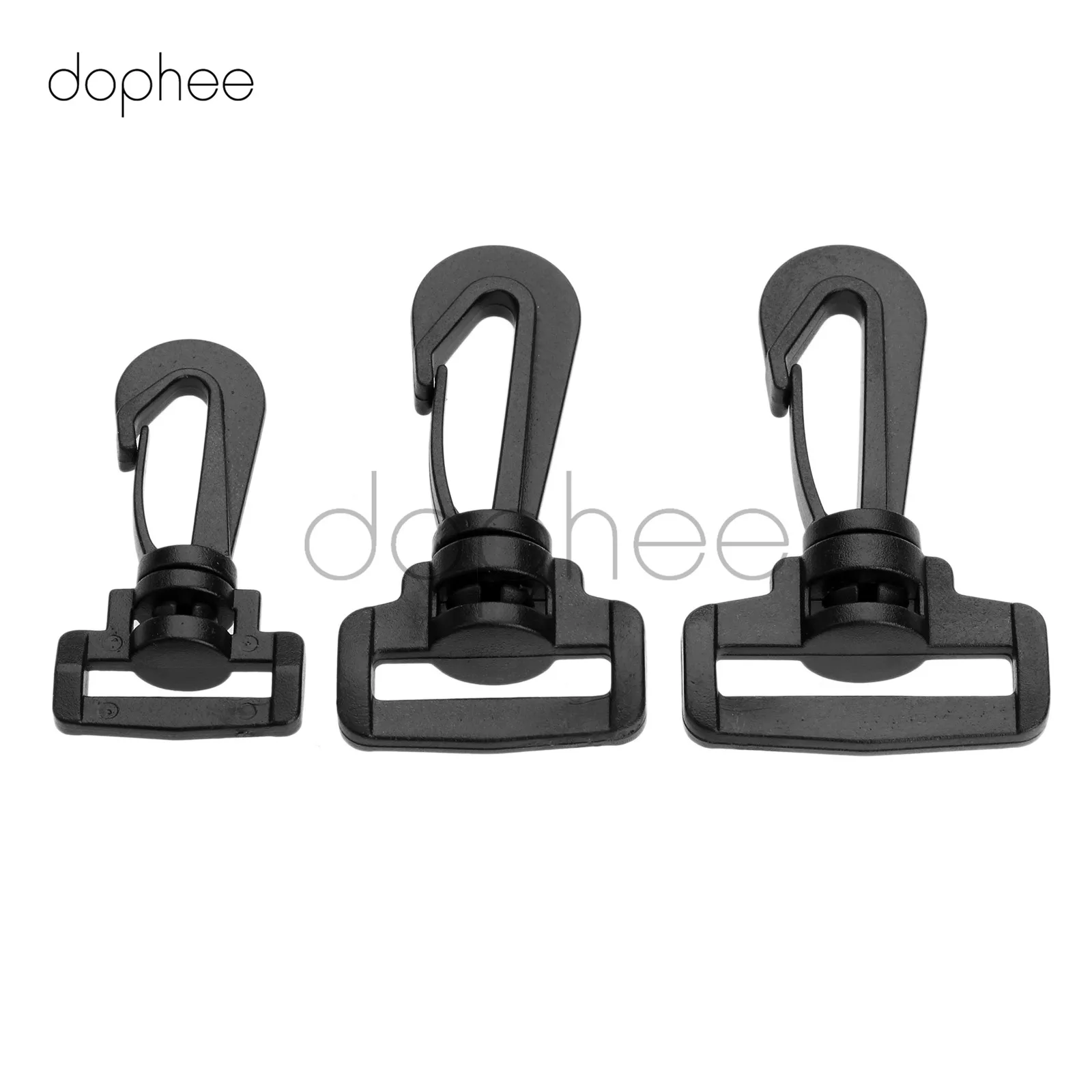 dophee 10pcs Plastic Swivel Snap Hook For Weave Paracord Lanyard Buckles Backpack Straps Webbing 20mm 25mm 32mm Black