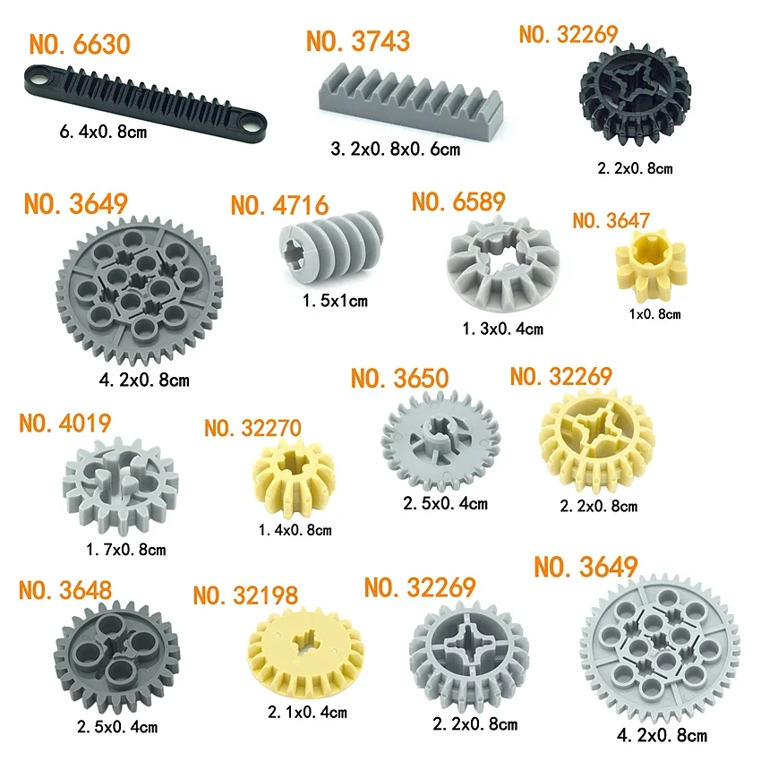 DIY Building Blocks Gear Parts Worm Rack Classic Accessories  MOC Technical Bricks  32494 4716 3649 92693 61927 61903