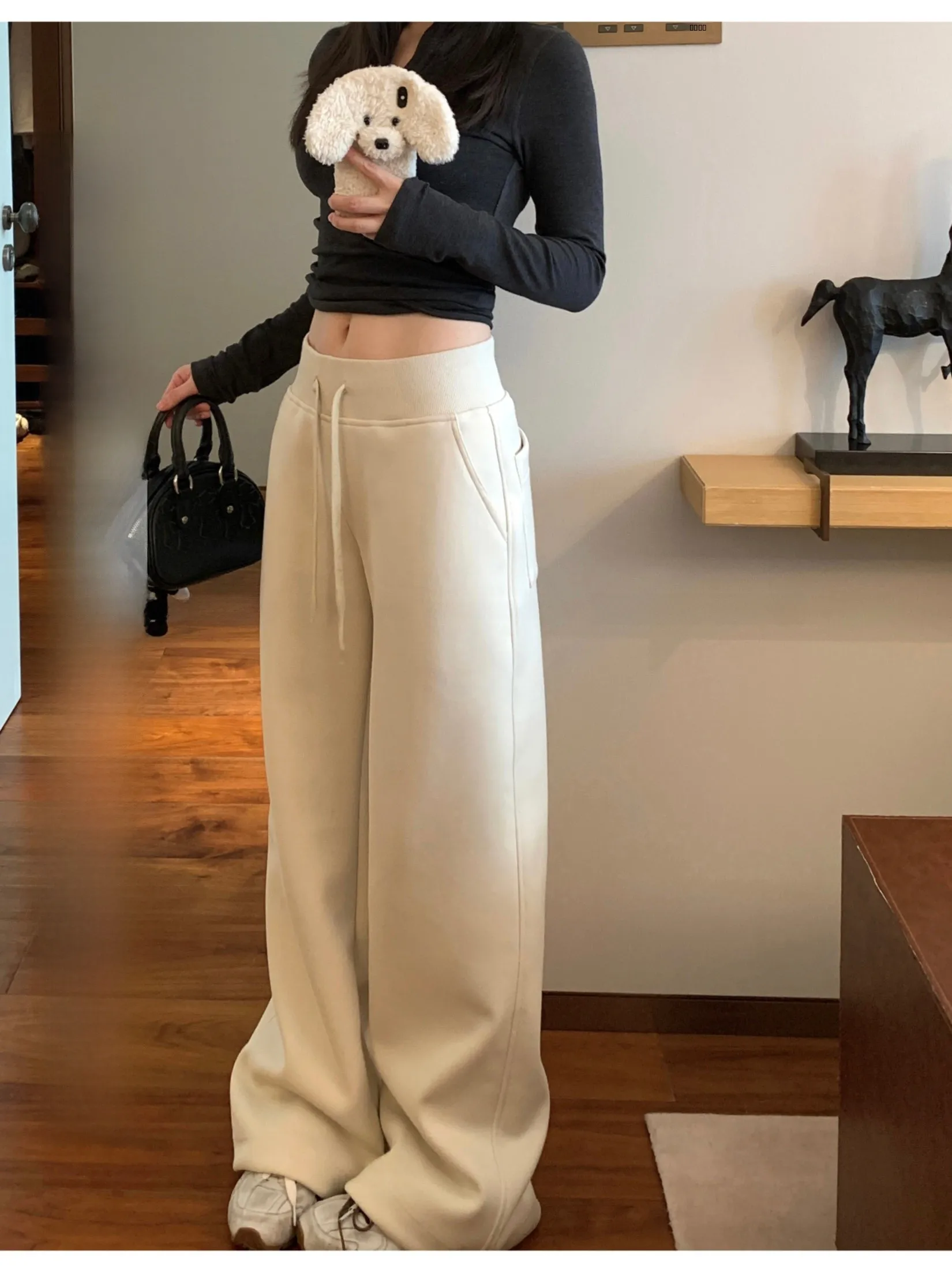 

Повседневные брюки Ego Studio Fce Lined Thi, женские свободные длинные брюки с эластичной резинкой на талии, прямые брюки, универсальные, удобные, хорошо сидящие.