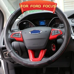 3Pcs/Set ABS Steering Wheel Button Panel Decoration Trim Sticker for Ford Focus 3 MK3 2015 - 2018 Car Stickers Accessories