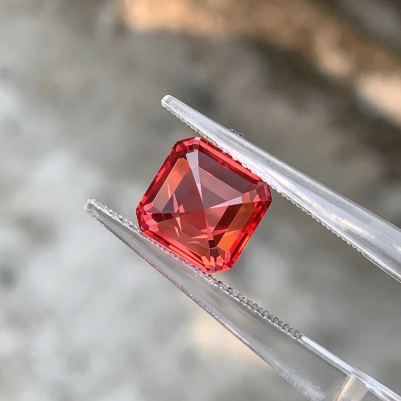Padparadscha Fire Lotus  Asscher cut Lab Grown Sapphire Gemstone for DIY Jewelry Making Materials Selectable AGL Certificate