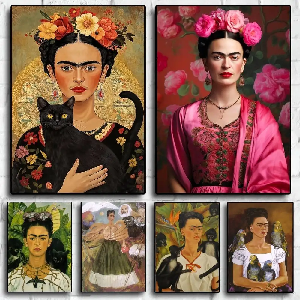 Póster de moda de alta gama con diseño de F-Frida K-Kahlo, pegatina para sala de estar, entrada, decoración de lujo para el hogar