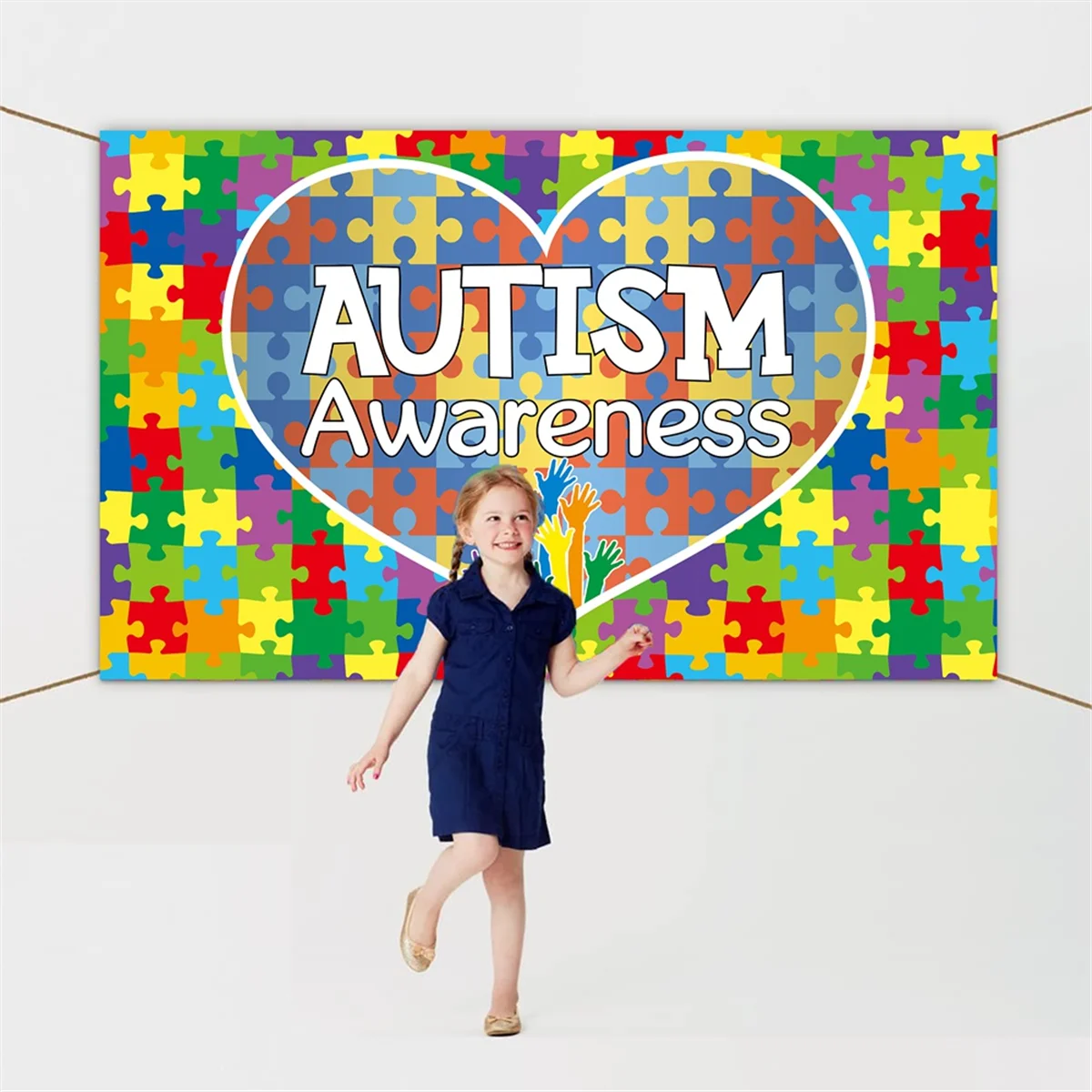 

X62A_180x115cm Photography Fabric World Autism Day Banner Background