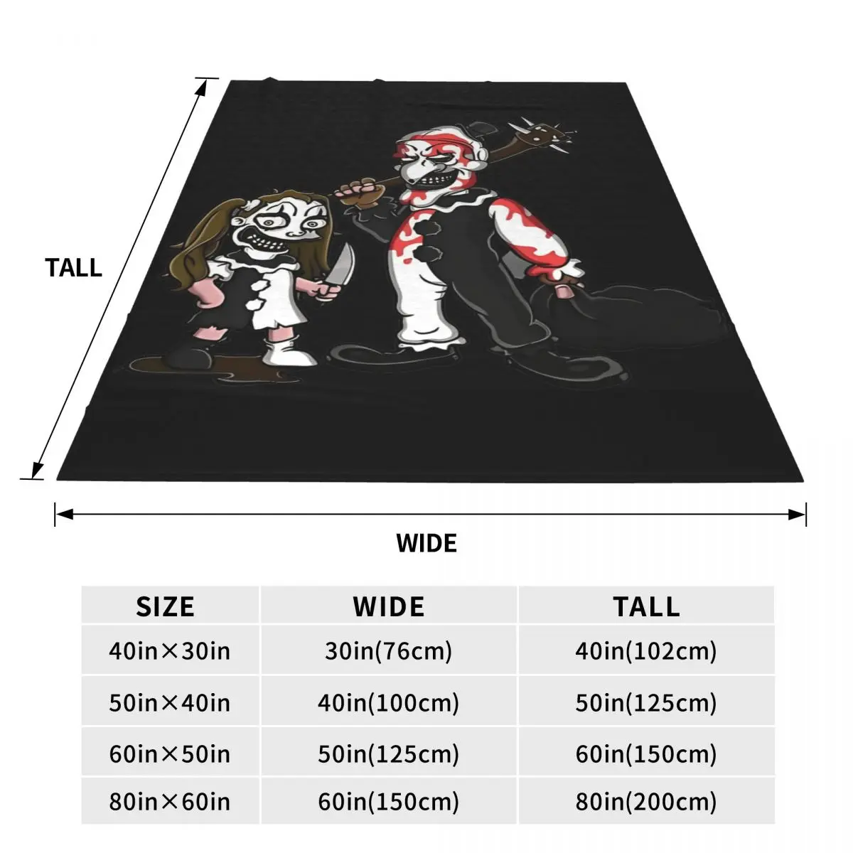 The Terrifier Art The Clown Blanket Quality Warm Soft Throw Blanket Winter Airplane Travel Living Room Graphic Bedspread