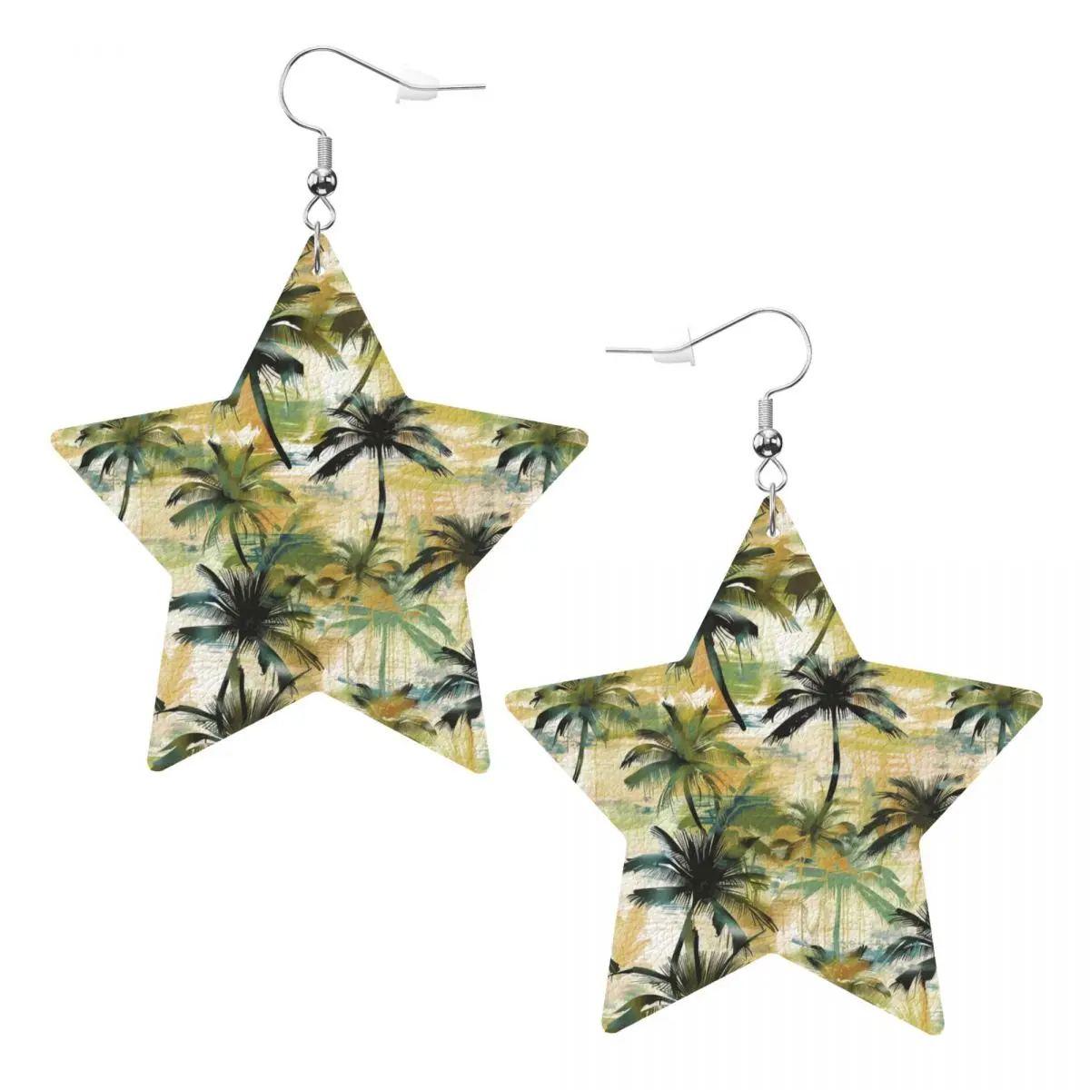 Custom Hawaiian Summer Day PVC Leather Earrings Dangle Earrings Jewelry For Women For Wife Mother Gift