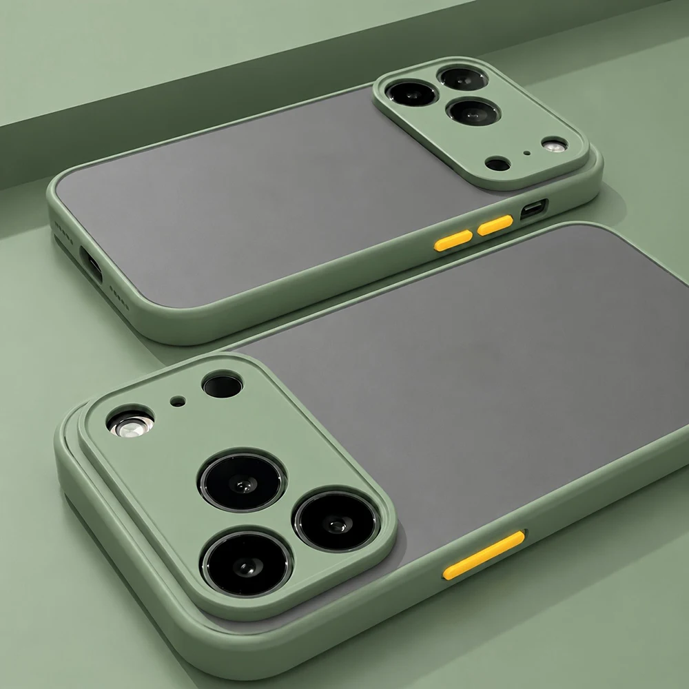 Coque de téléphone antichoc translucide en silicone avec pare-chocs et dos mat pour iPhone 17, 16, 15, 14, 13 Pro Max, 17 Pro, 16 Pro, coques iphone 17, 15, 13 pro max