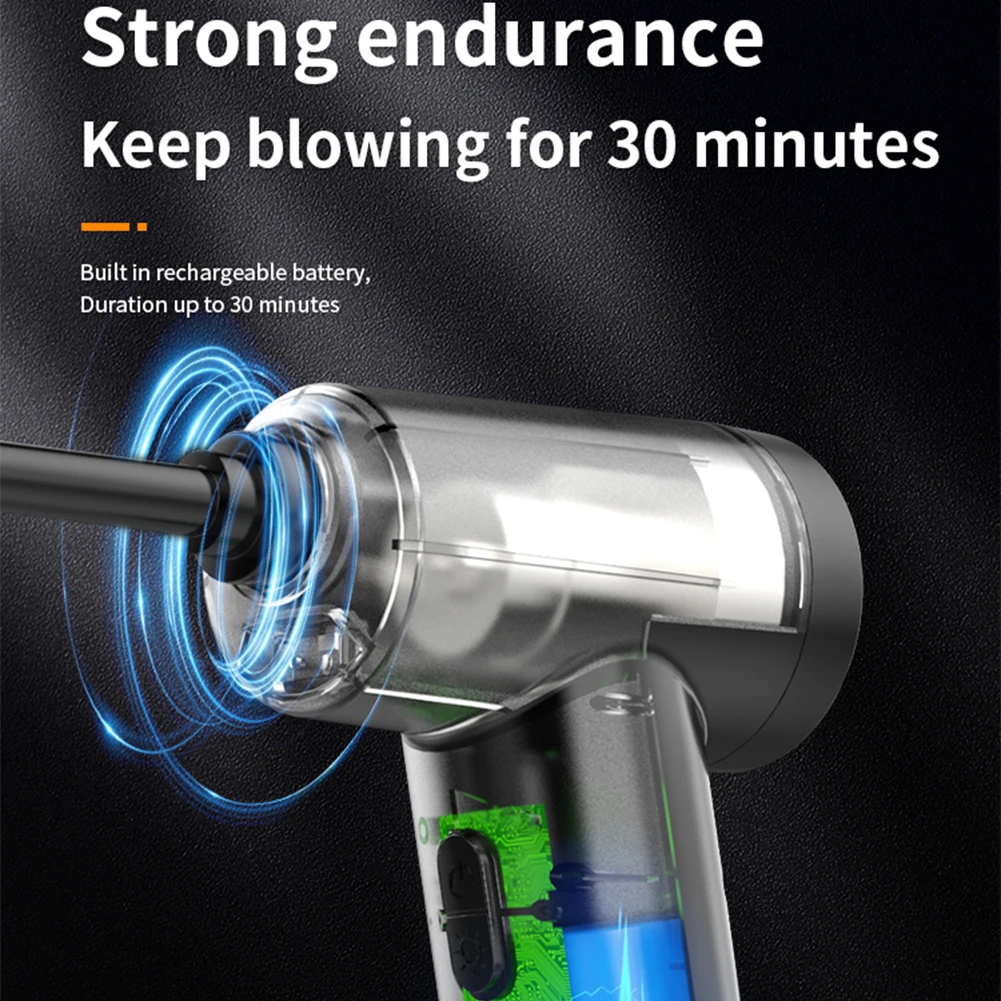 منفاخ هواء مضغوط 50000PRM لاسلكي قابل لإعادة الشحن، منفاخ غبار كهربائي محمول لتنظيف لوحة مفاتيح الكمبيوتر
