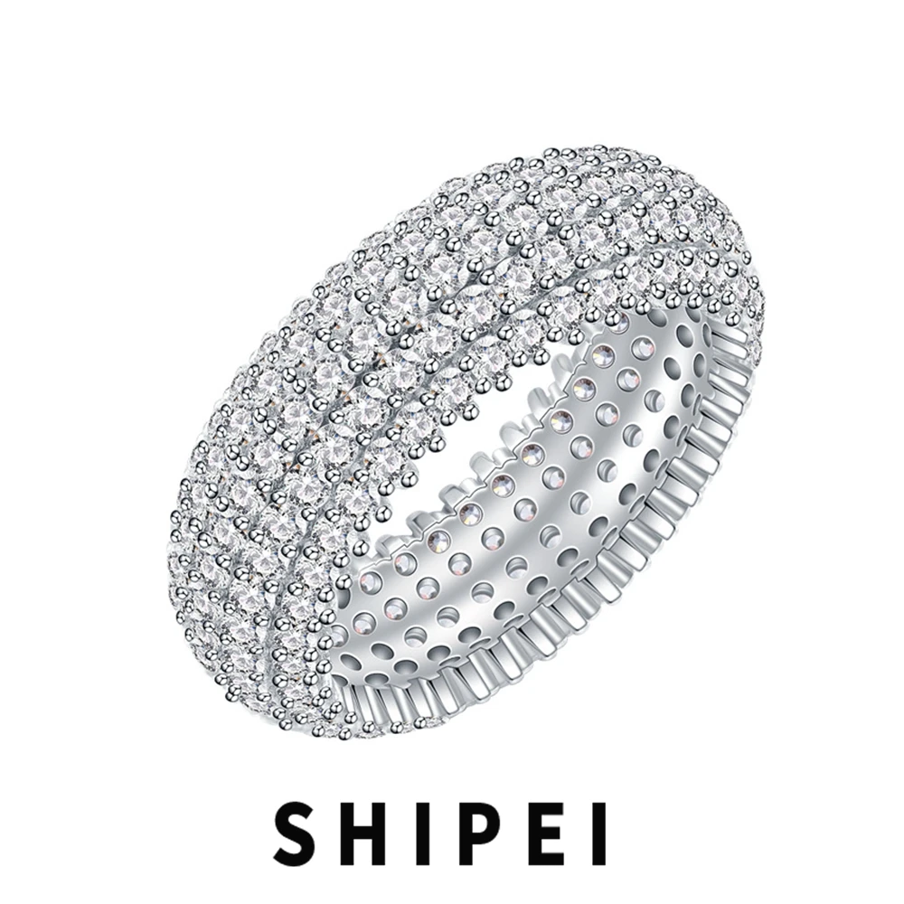 

SHIPEI Luxury 925 Sterling Silver White Sapphire Fine Jewelry 18K Gold Plated Hip Hop Rock For Men and Women Ring Gift Wholesale