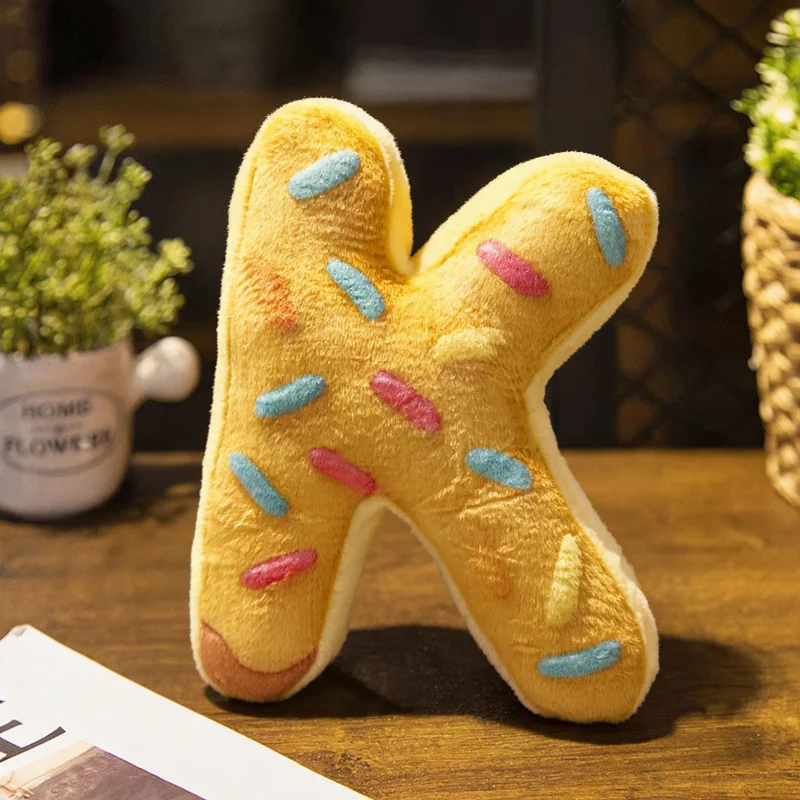 40cm Cute Donut Shape Letter Plush Cushion Alphabet Stuffed Throw Pillow Custom Name Decor Pillow Photo Prop Home Sofa Pillow