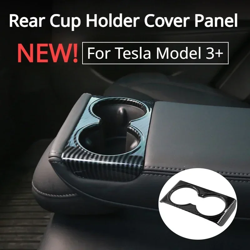 Rear Cup Holder Cover Panel for Tesla Model 3+ Back Row Cup Holder Protective Cover Decorative Frame New Model3 Highland 2024