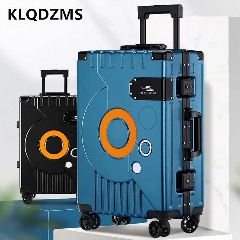 

KLQDZMS дорожный чемодан 20 "22" 24 "26" 28 дюймов алюминиевая рама чемодан на колесиках большой емкости интернатная коробка мужской деловой чемодан