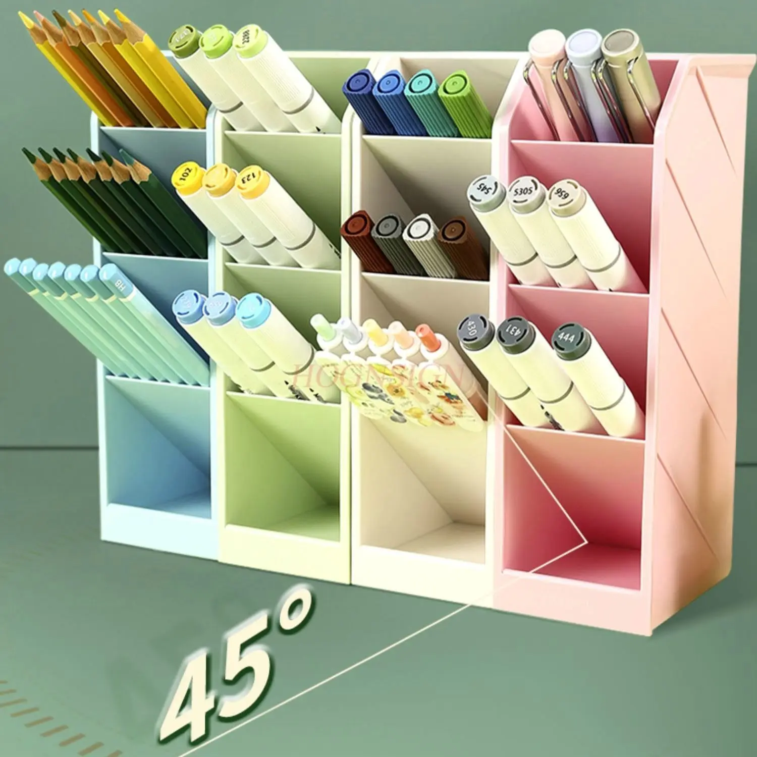 1pcs Multi layer oblique insertion pen holder color classification and grid storage box