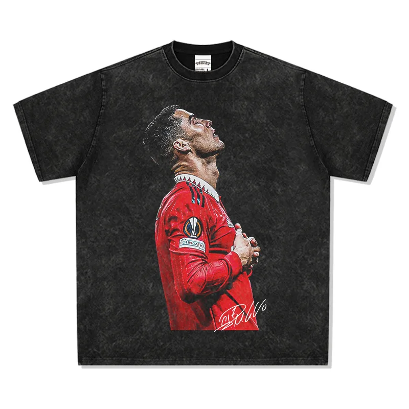 C Ronaldo T-shirt King Maradona Messi Mbappe Neymar Football Star Short Sleeve American T-Shirt Basketball Shirt Cotton Shooting