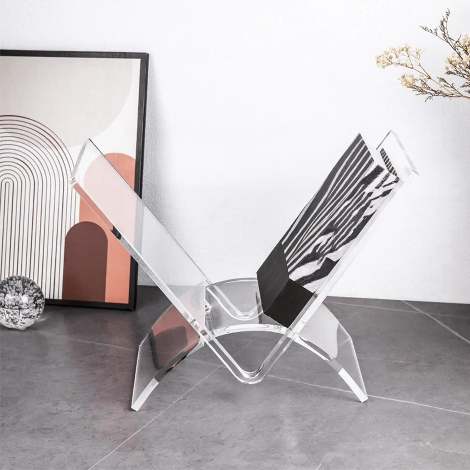 Magazine Display Rack Clear Acrylic Cookbook Holder for Tabletop Tablet Home