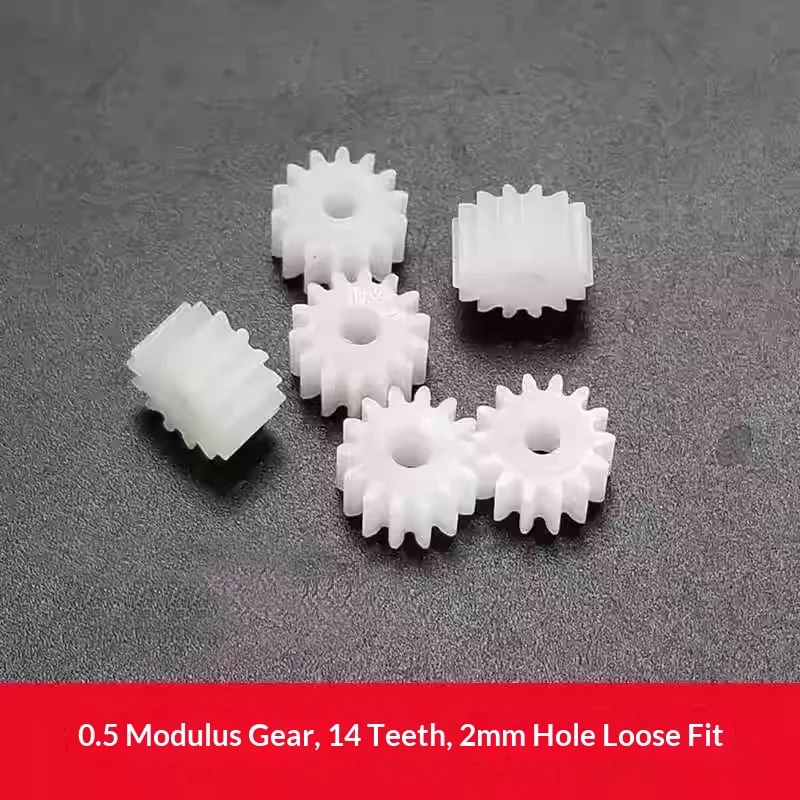 142B 100pcs 0.5 module plastic gear, 14 teeth, loose fit for 2mm bore, 142b cylindrical spur gear Toy Model Aircraft Parts Gears