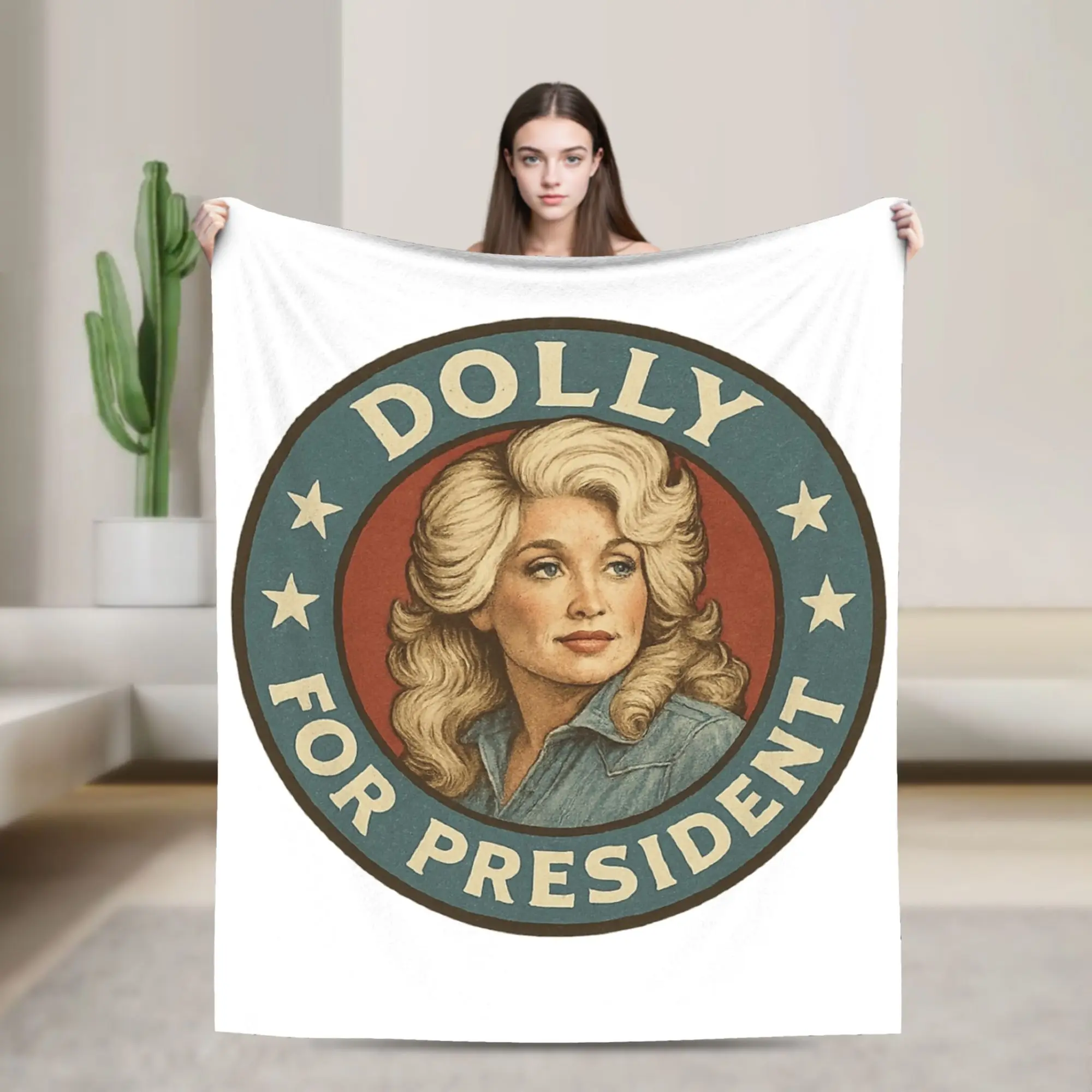 Vintage Volume Dolly Parton for President  Blanket  Flannel Novelty Soft Throw Blanket for Coverlet Spring Autumn