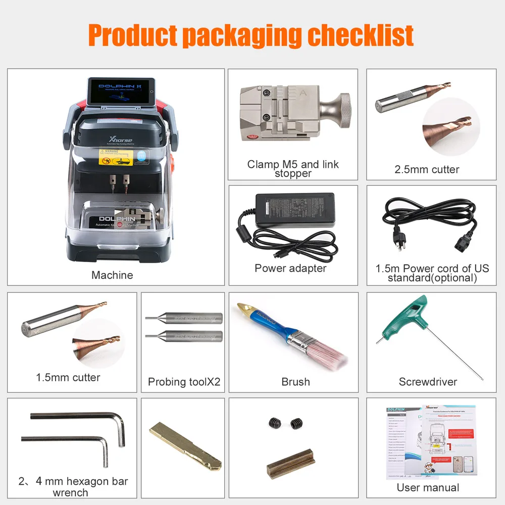 Xhorse Dolphin II XP-005L Automatic Portable Key Cutting Machine with Adjustable Screen and Built-in Battery