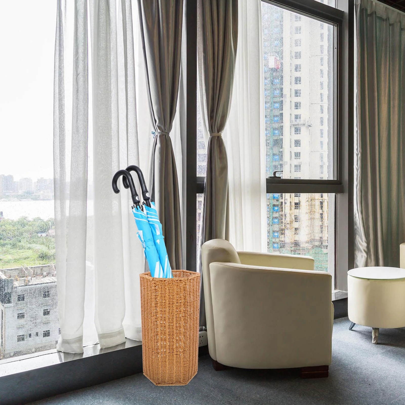 

Storage Modern Umbrella Holder Woven Iron PP Large Capacity Home Office Entryway Accessories Umbrella St Holder Bucket