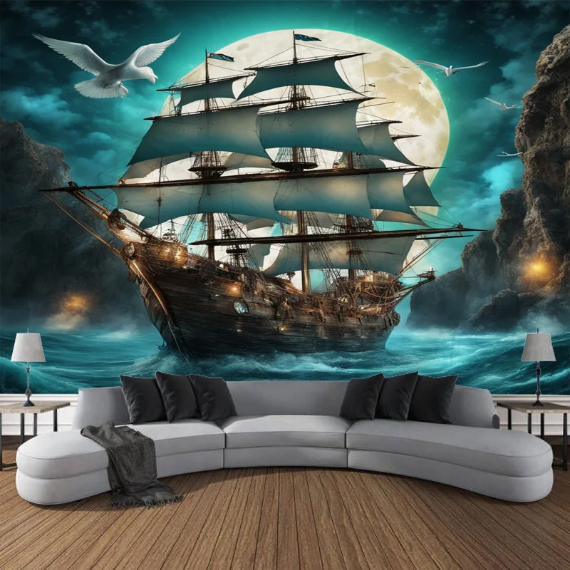 

Ocean sailboat background decoration tapestry Ocean sea view sailboat background decoration tapestry