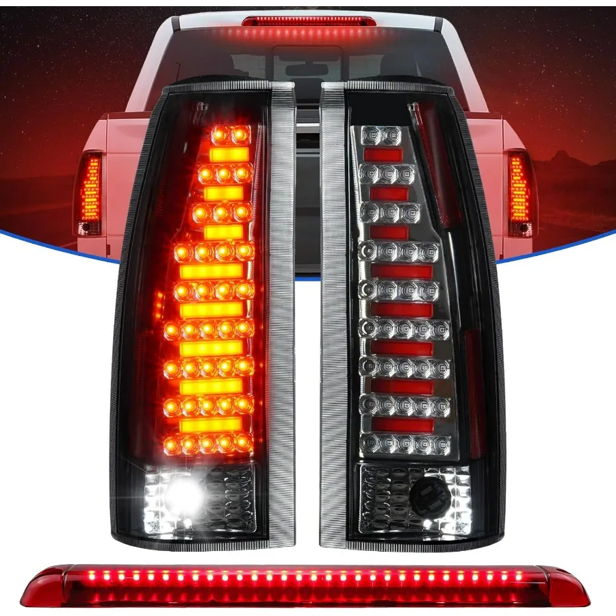 

LED Tail Lights + 3rd Brake Light Fit for Chevy/Fit for GMC C/K 1500 2500 Suburban 1992-1999, for Tahoe 1995-1999, for Yukon 199