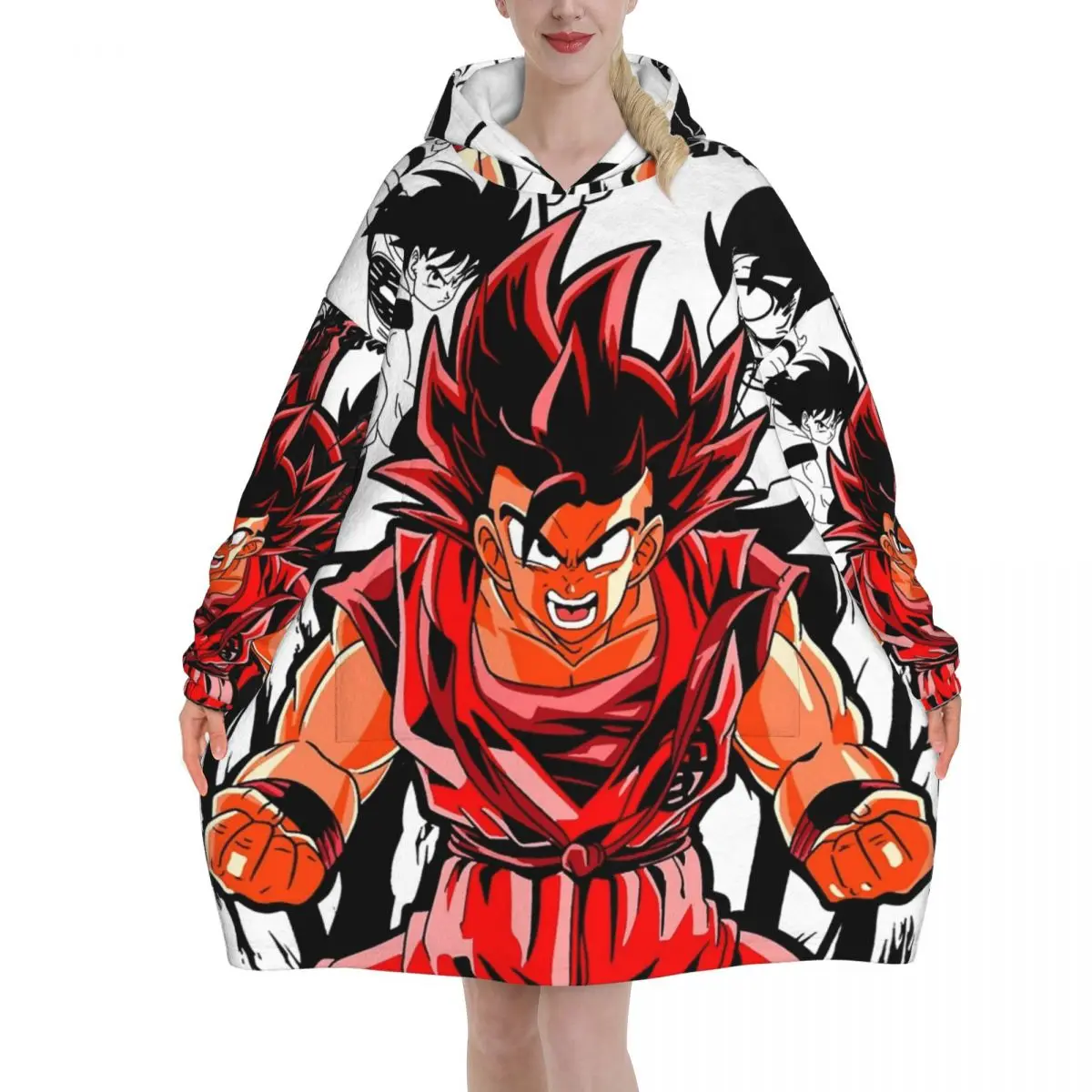 

Kaioken Goku Dragon Ball DragonBall одеяло с капюшоном большого размера носимый свитшот одеяло теплые подарки для женщин девочек подруга