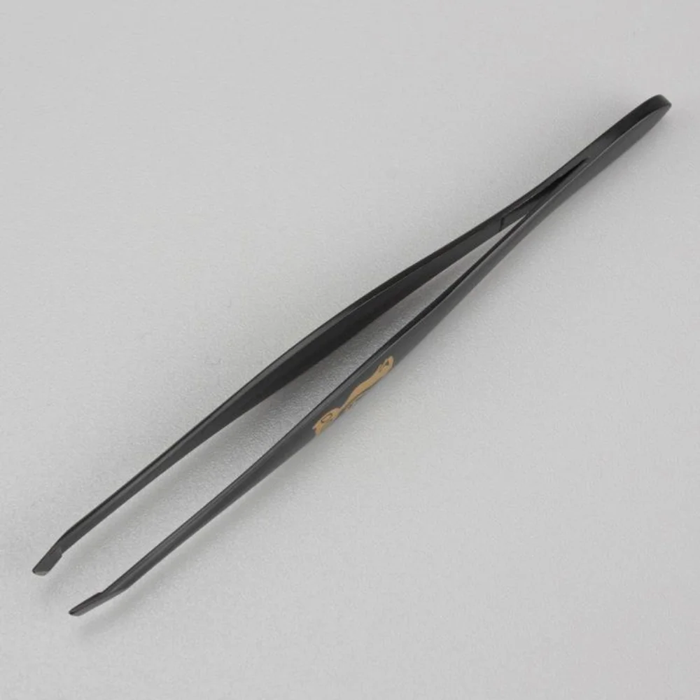 Slant Tweezers Shape Hair Pluckers Cartoon Cat Pattern Spray Paint Eyebrow Trimming Black Ultra-thin Eyelash Tweezers