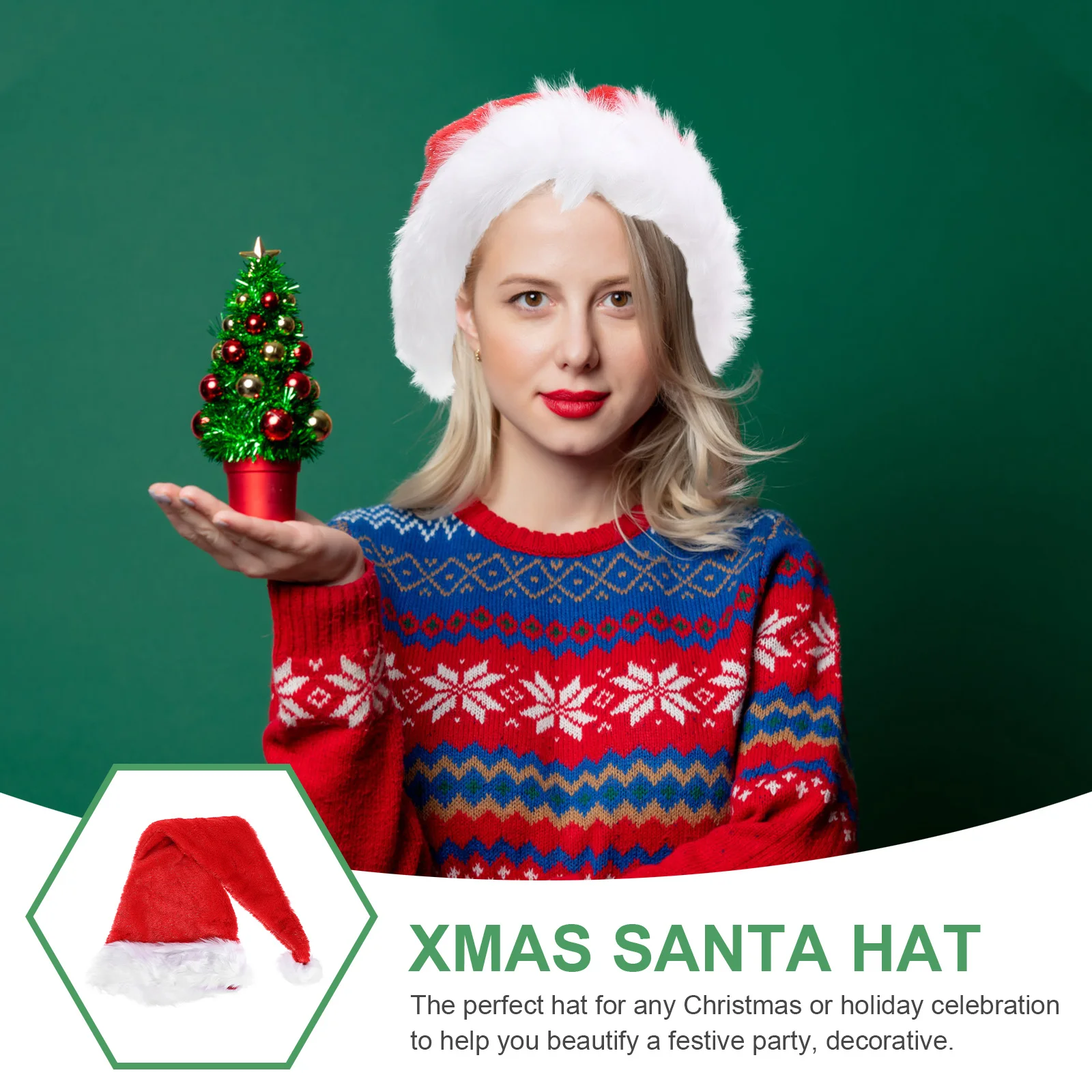 

Santa Hat Christmas Hat Double Layer Warm Unisex Xmas Party Decorations Holiday Headwear Christmas Hats Xmas Hats