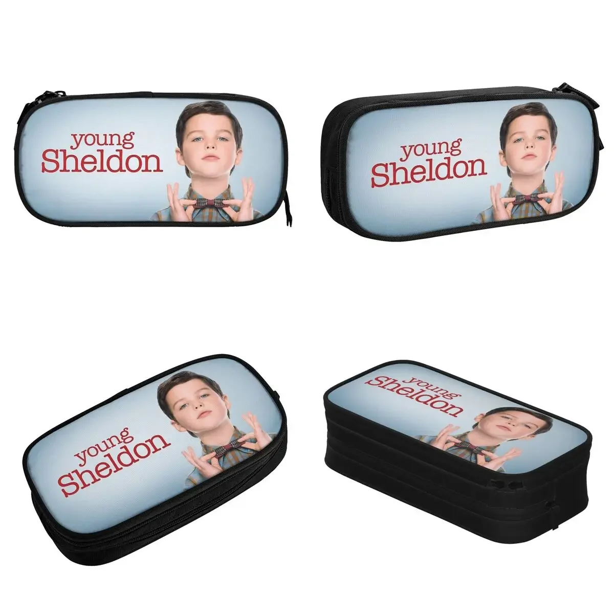 Large Capacity Pencil Case Young Sheldon Comedy Lithuania School Supplies Sheldon Cooper Double Layer Pen Case Girl Make Up Bag