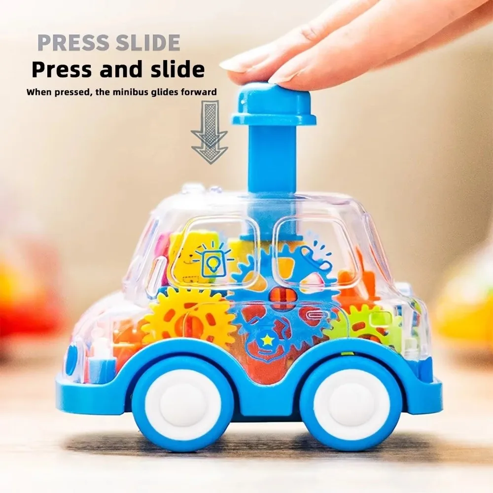 Jouet de voiture à engrenages transparents de dessin animé, jouets interactifs pour enfants avec Rails, voiture à pression, toboggan à inertie, Puzzle pour bébé, jouets coulissants