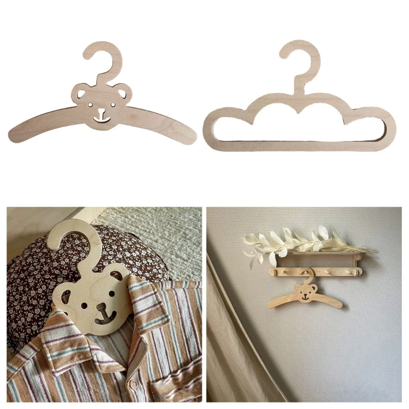 INS Nordic Wooden Bear Cloud Clothes Hanger Wall Hanging Coats Rack Baby Clothings Storage Display Drop shipping