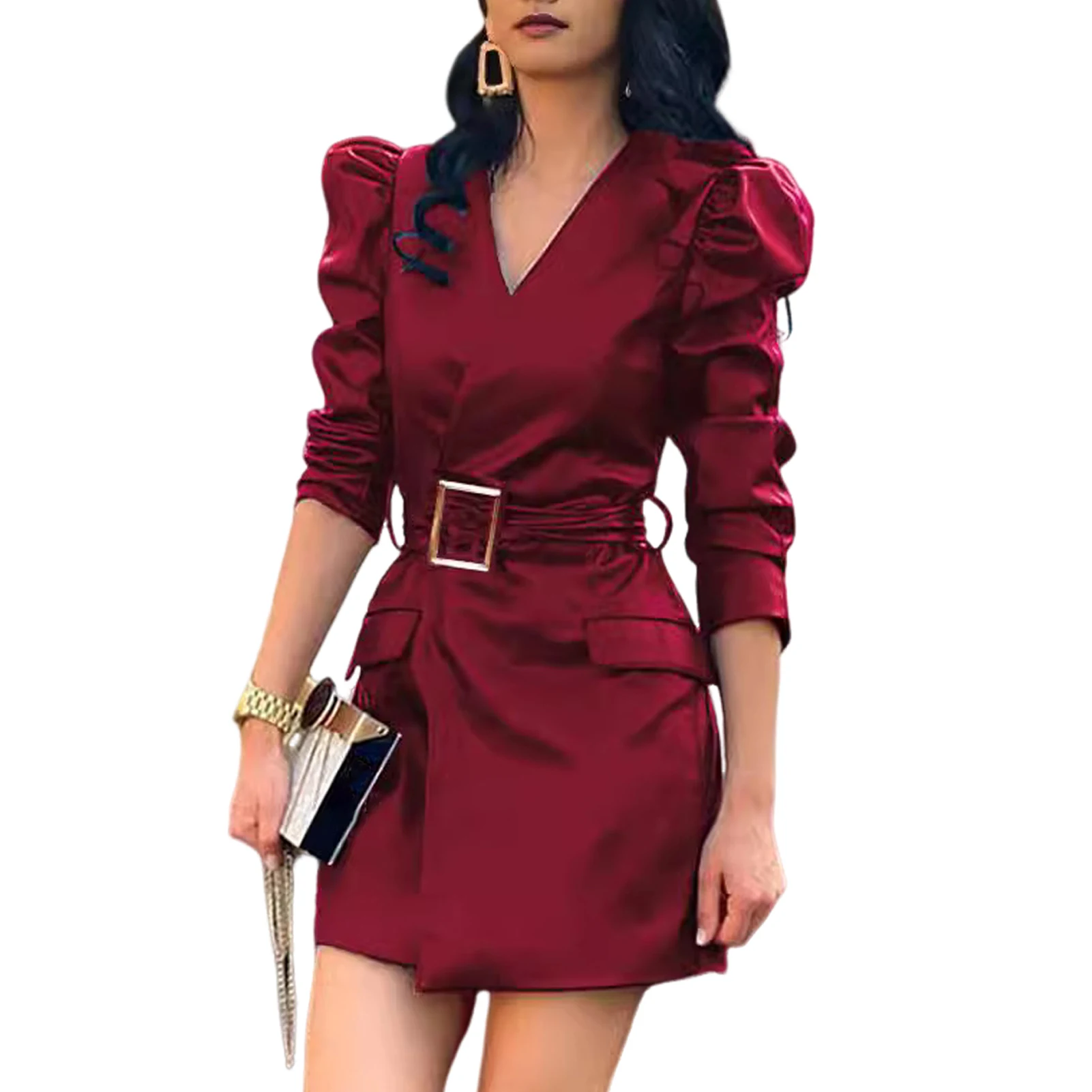 

Модные платья, женское кружевное мини-платье из искусственной кожи с длинным рукавом и карманом на молнии, с большим подолом, элегантное облегающее Сексуальное Женское Платье для вечеринки