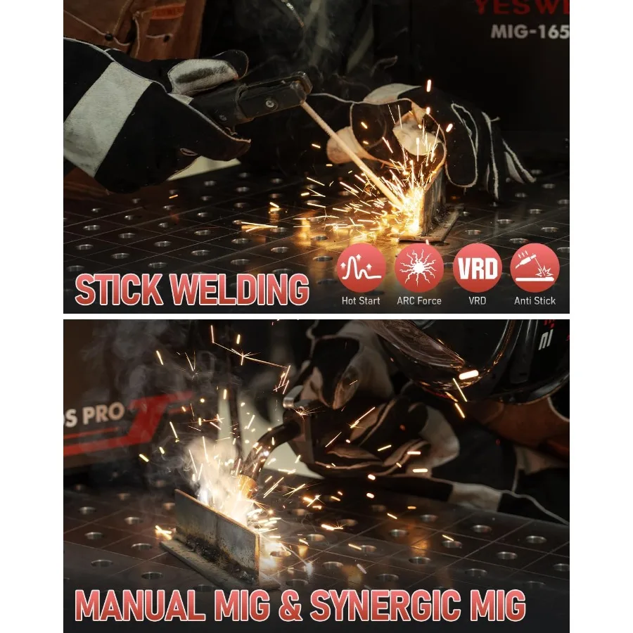 4 in 1 Multiprocess Welding Machine for Industrial and DIY Use: Flux Core MIG Gas MIG Lift TIG Stick Welding with Synergic Cont