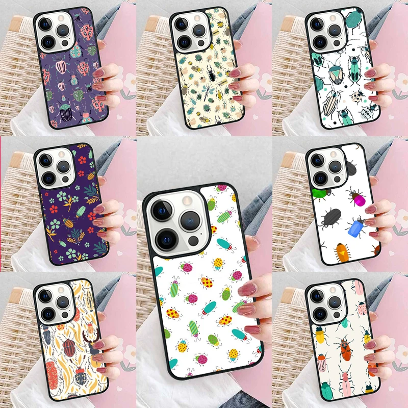 Beetles Insects Entomology Collage Soft Phone Case Cover for iPhone 16 Promax 15 Pro 13 14 Plus 11 12 Mini XR XS MAX Coque