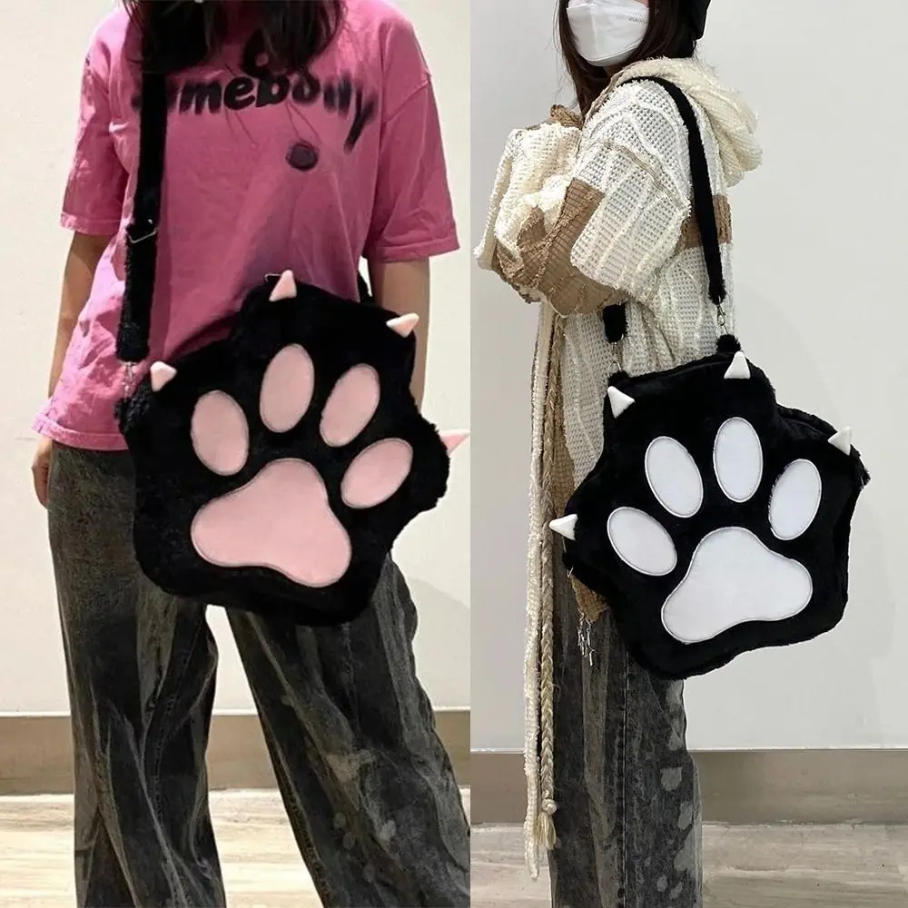 Soft Preppy Style Cat Paw Backpack Japanese Style JK Cartoon Schoolbags Doll Plush Toy Sweet Students Bags Lady