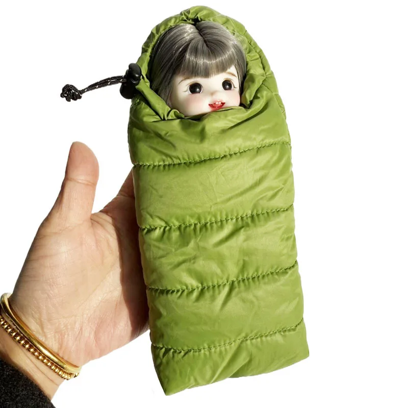 

Dollhouse Mini Sleeping Bag with Hanging Cord Sleep Bag Model Outdoor Scene Camping Photo Prop Miniature Home Decor Decoration