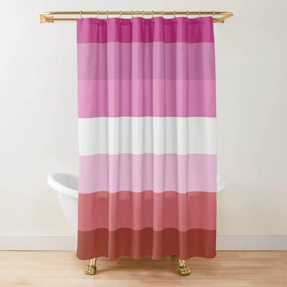 

Lesbian Pride Flag (v.1) Shower Curtain Waterproof Shower And Anti-Mold Waterproof Fabric Bathroom Curtain