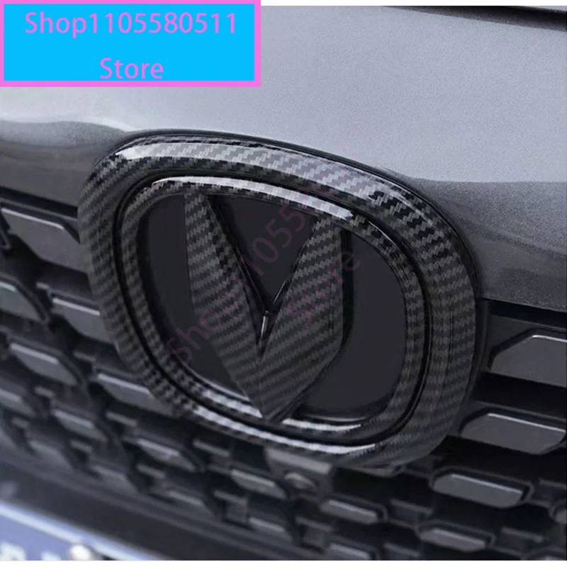 For Changan UNI-K UNIK 2024 2021-2023 Car Styling Carbon Fiber Front Grille Logo Rear Label Sticker Cover ABS Auto Accessories