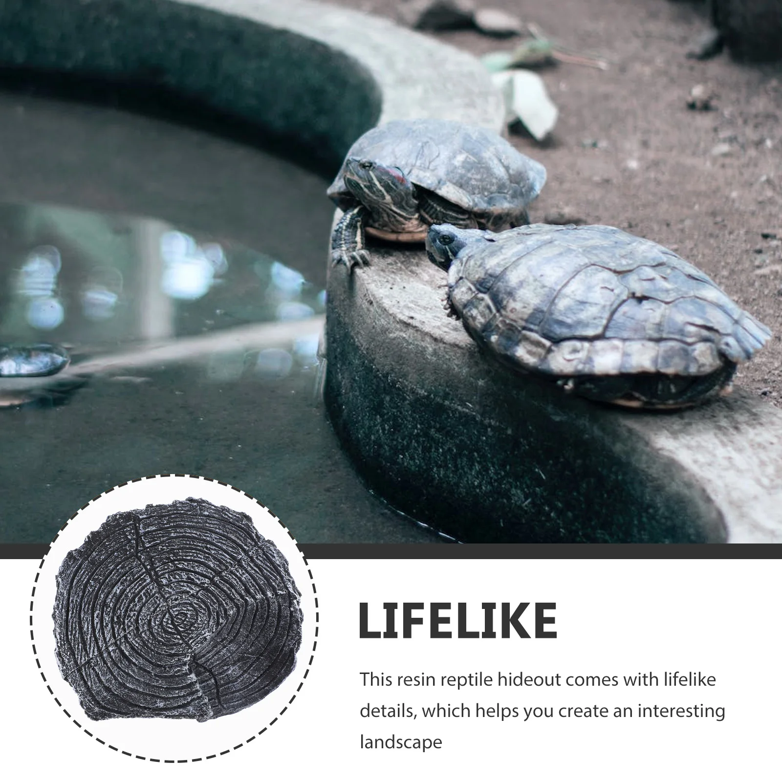 

Reptile Tree Stump Habitat Simulation Durable Resin Basking Platform Turtle Tortoise Reptile Hide Resting Stand