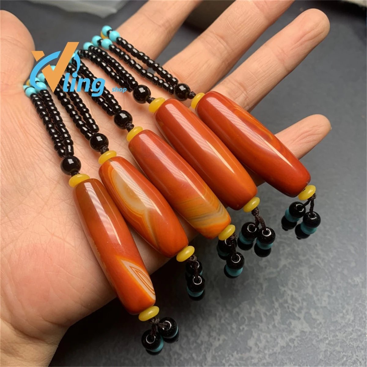 Warring States Red Agate Tianzhu Necklace Wholesale Silk Wrapped Sweater ChainFashion Charm Retro  Jade Pendant Gift