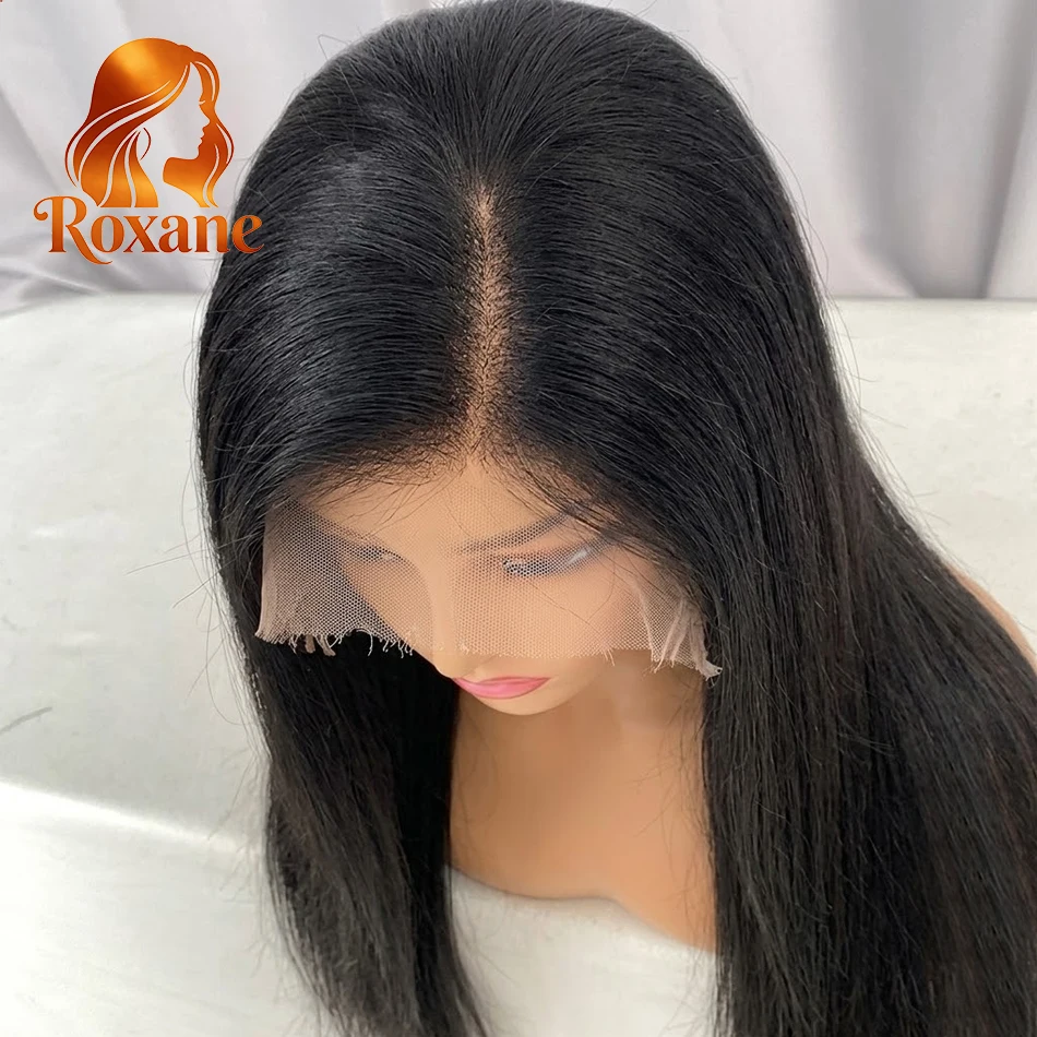

Парик из натуральных волос Roxane, 30-40 дюймов, прямой, с HD-кружевной передней частью 13x6, плотность 220%, бразильские волосы, предварительно выщипанный, 13x4, для чернокожих женщин