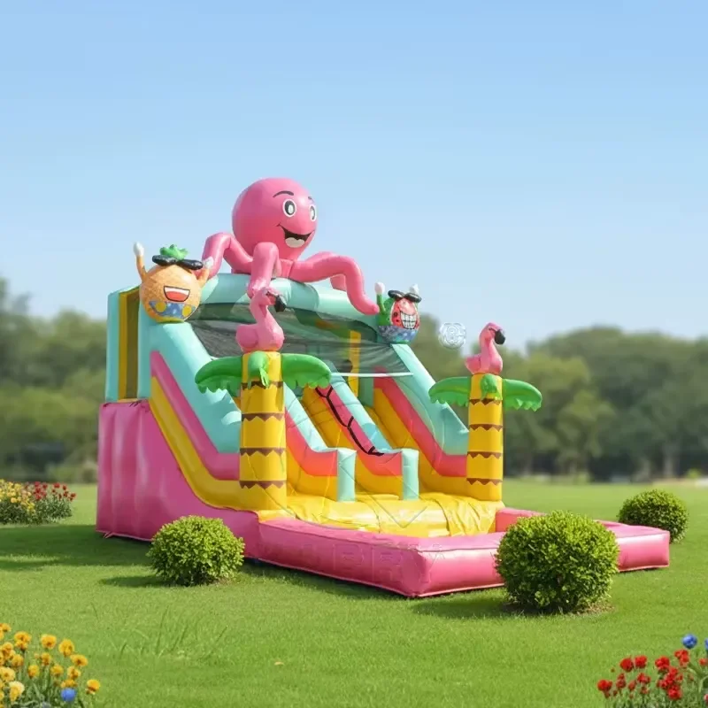 Customized 2025 Commercial PVC Octopus Water Slide Inflatable Pool Double Slide Outdoor/Indoor Use