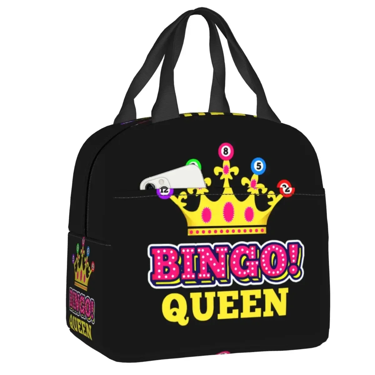 Bingo Queen lancheira impermeável para mulheres, refrigerador térmico, comida isolada lancheira de trabalho de escritório, sacolas de piquenique reutilizáveis