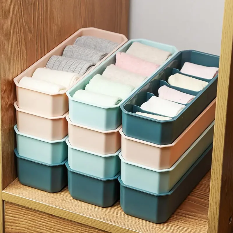 Storage Organizer Socks Storage Box Stackable Fashion Portable Bra Underwear Compartment Case for Home