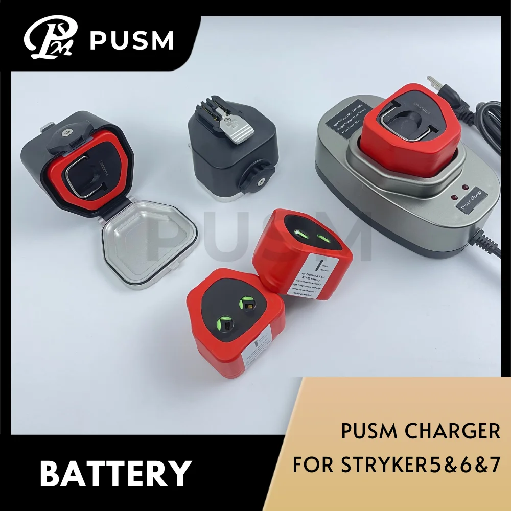 PUSM Battery Set for Stryker System Orthopedic Surgical Drill Saw Battery Charger Rechargeable Battery 2100/2500 mAh