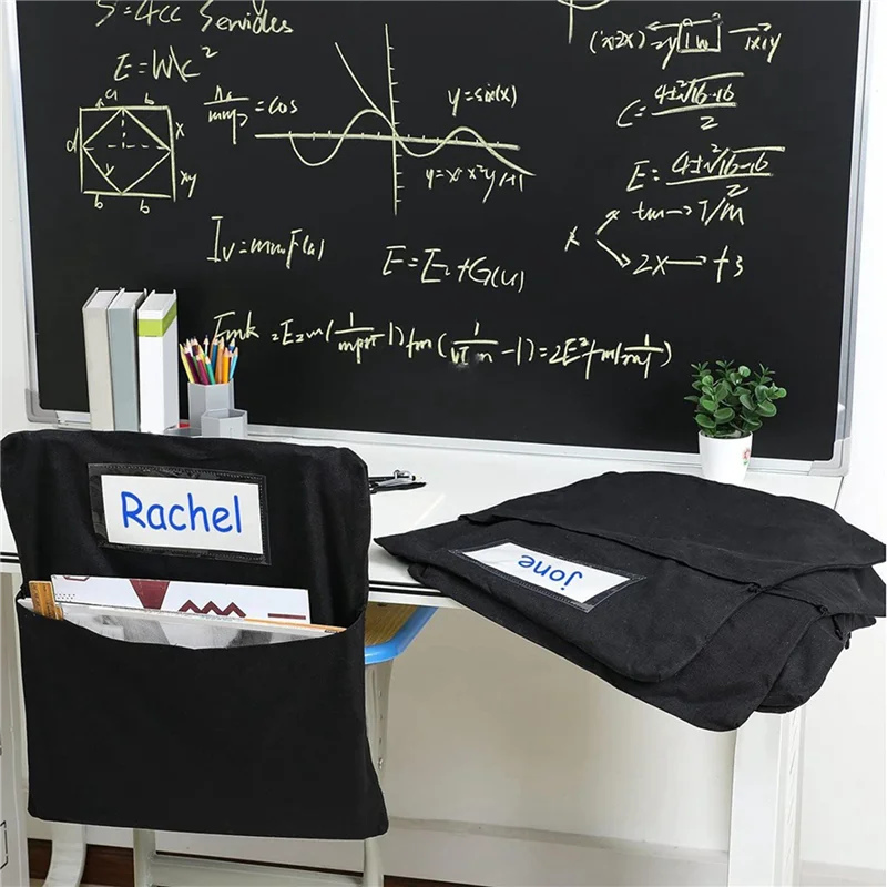 24Pcs Chair Storage Pocket Chair Bag Chair Pockets For Classrooms Student Chair Pockets Chair Organizer With Name Tag