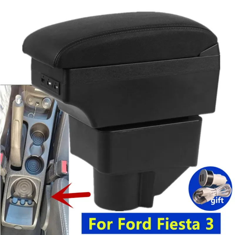 

Подлокотник для автомобиля Ford Fiesta, подлокотник для Ford Fiesta 3 2011-2018, ящик для хранения, автомобильные аксессуары, искусственная кожа, простая установка