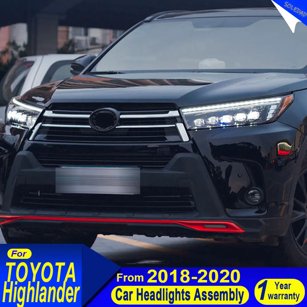 LED Headlight For Toyota Highlander 2018 2019 2020 2021 Auto Lamp Assembly Case LED Front Lamp headlights Plug and play